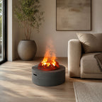 Round Freestanding Water Vapor Fireplace with Decorative Charcoal