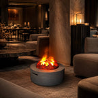 Round Freestanding Water Vapor Fireplace with Decorative Charcoal