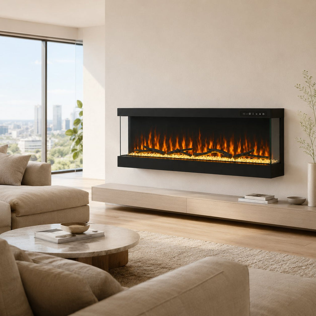 3V Three-Sided Panoramic Electric Fireplace