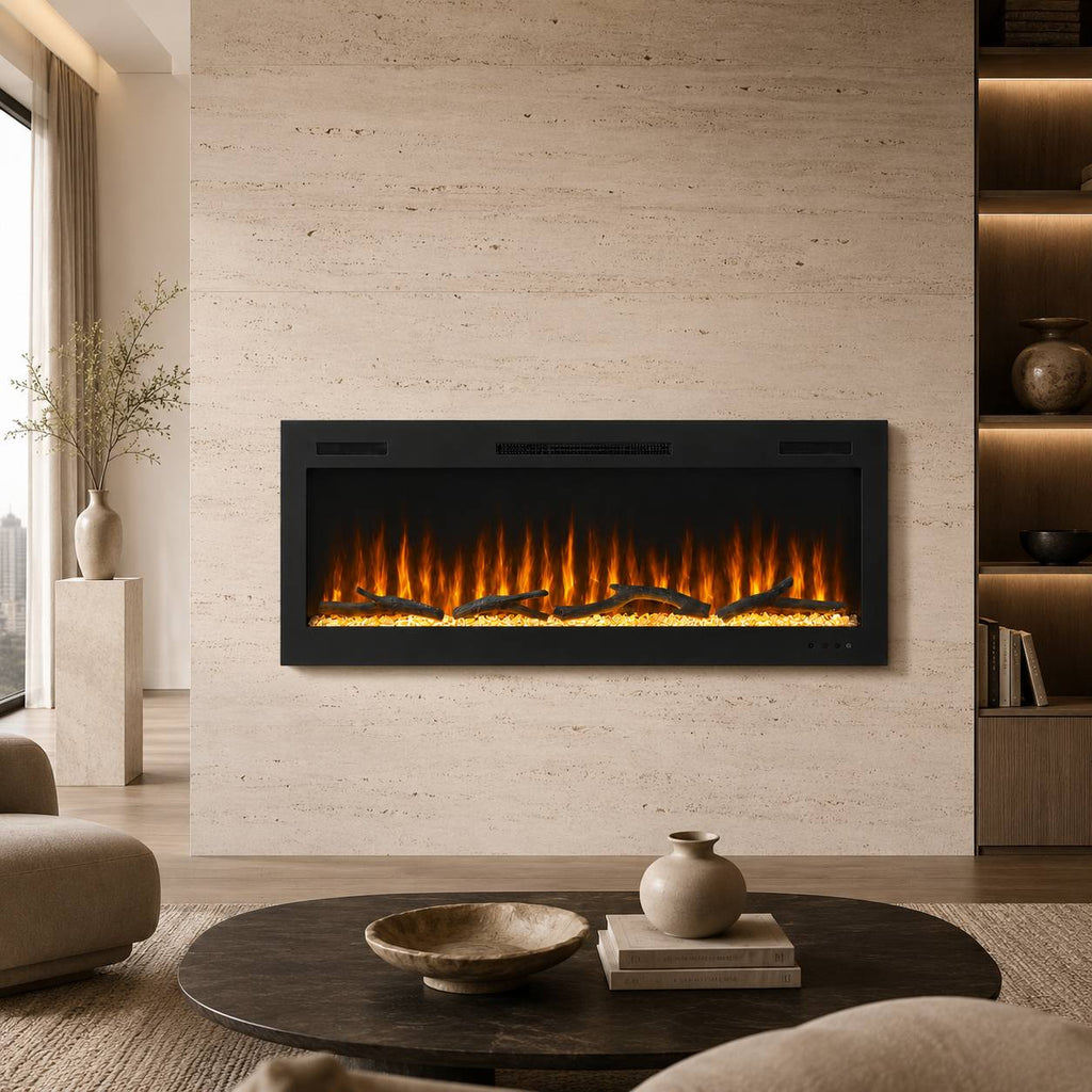 2V Built-In Linear Electric Fireplace