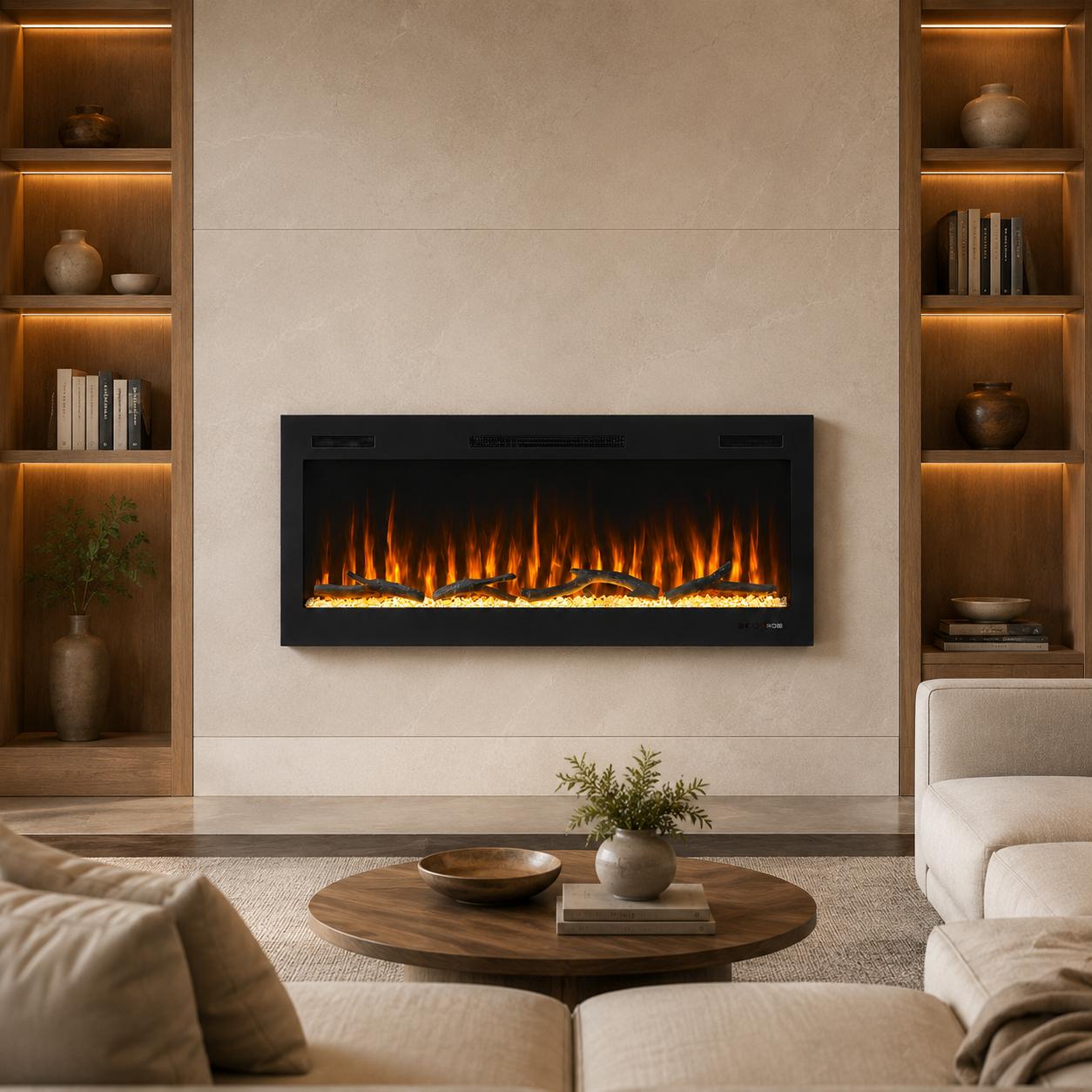 2V Built-In Linear Electric Fireplace