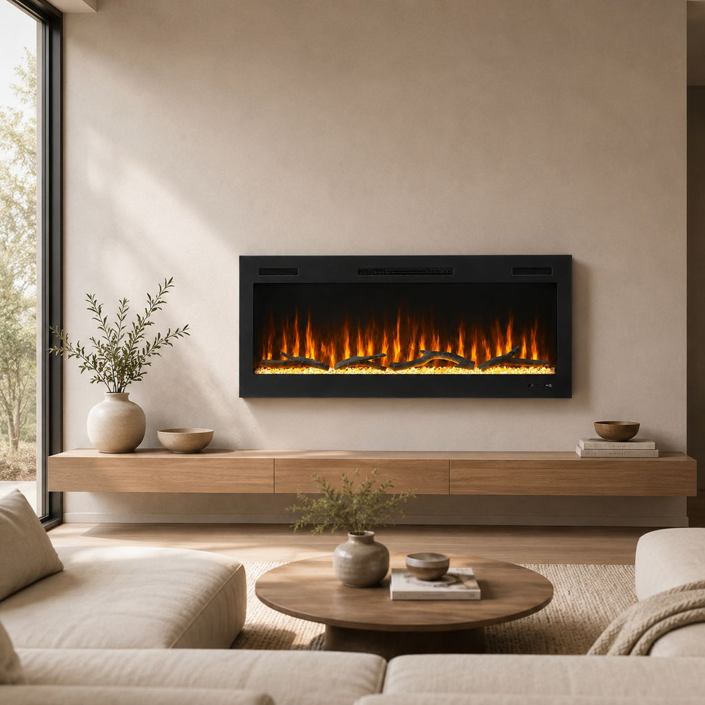 2V Built-In Linear Electric Fireplace