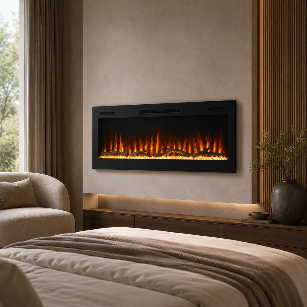 2V Built-In Linear Electric Fireplace