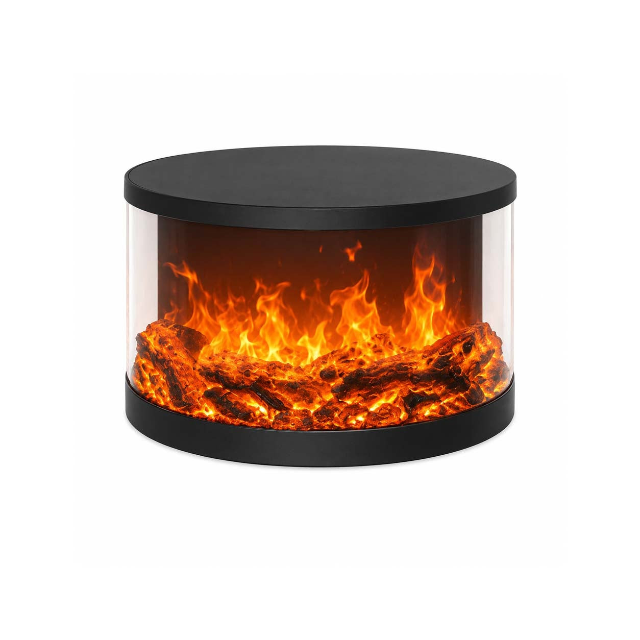 Modern Round Freestanding Electric Fireplace with 2D LED Flame