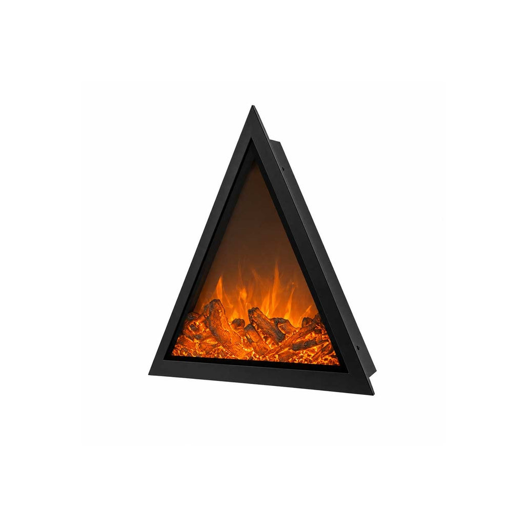 Modern Triangular Wall-Mounted Electric Fireplace with 2D LED Flame