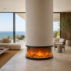 Modern Round Freestanding Electric Fireplace with 2D LED Flame