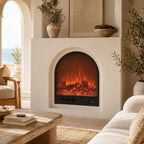 Modern Arched Wall-Mounted Electric Fireplace with 2D LED Flame