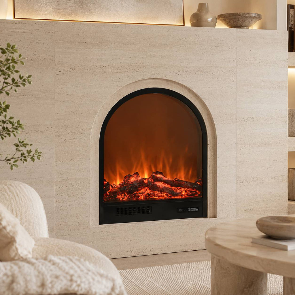 Modern Arched Wall-Mounted Electric Fireplace with 2D LED Flame