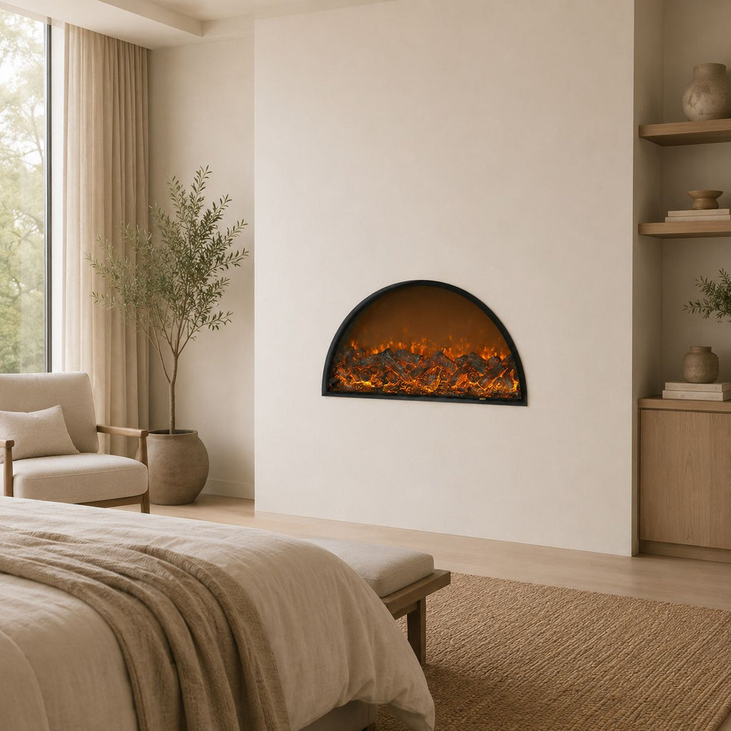 Modern Semi-Circular Wall-Mounted Electric Fireplace