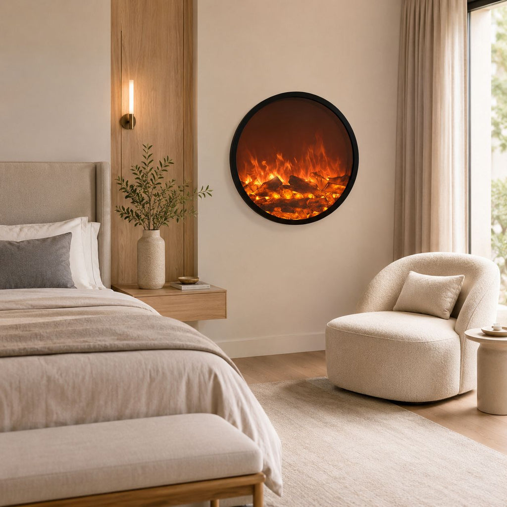 Round Wall-Mounted 2D Electric Fireplace