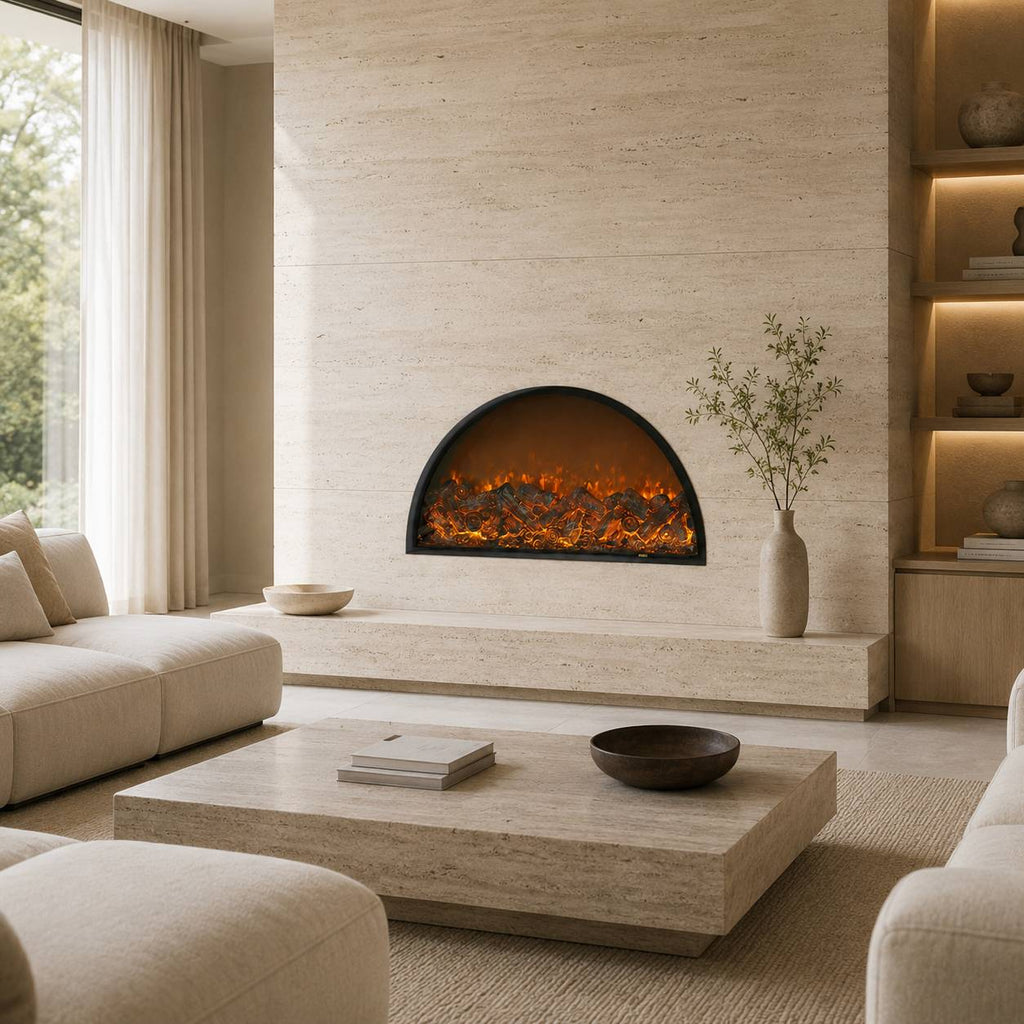 Modern Semi-Circular Wall-Mounted Electric Fireplace