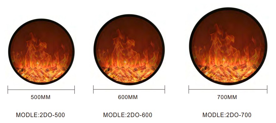 Round Wall-Mounted 2D Electric Fireplace