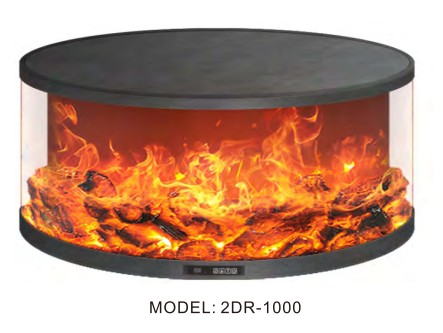 Modern Round Freestanding Electric Fireplace with 2D LED Flame