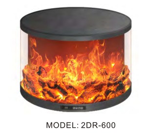 Modern Round Freestanding Electric Fireplace with 2D LED Flame