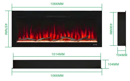 2V Built-In Linear Electric Fireplace