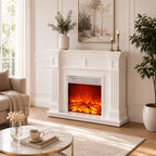 Compact 2D Electric Fireplace Insert with Heating and Music