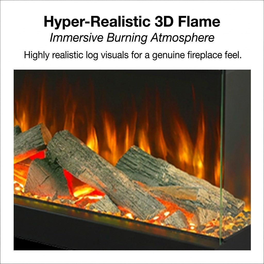 4V Three-Sided Panoramic Electric Fireplace