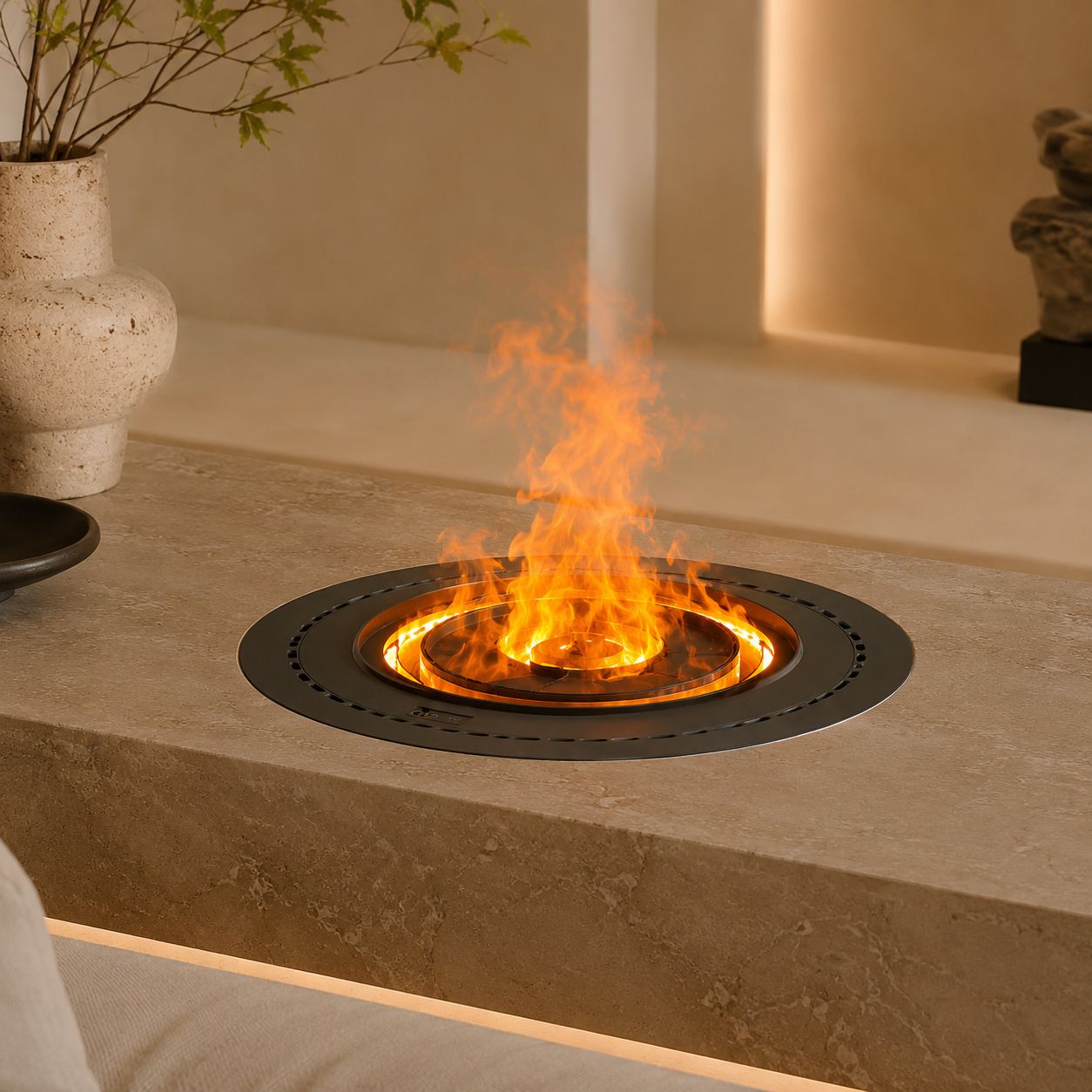 Round Built-In Water Vapor Fireplace