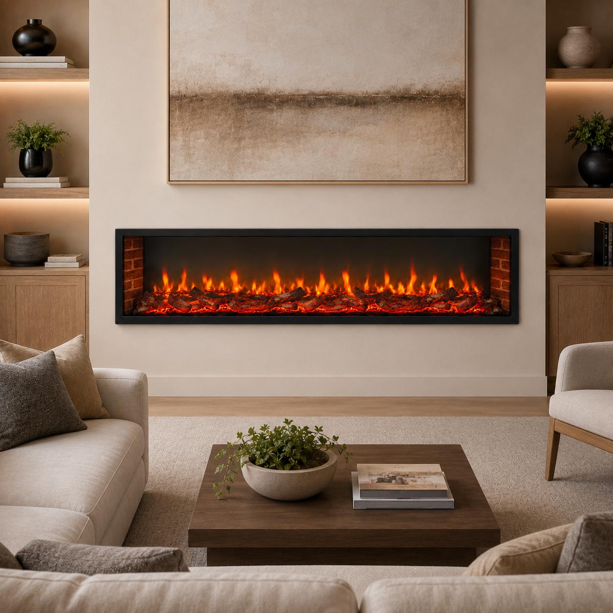 4DM Slim Linear Built-In Holographic Fireplace