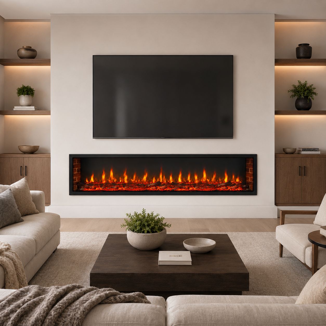 4DM Slim Linear Built-In Holographic Fireplace