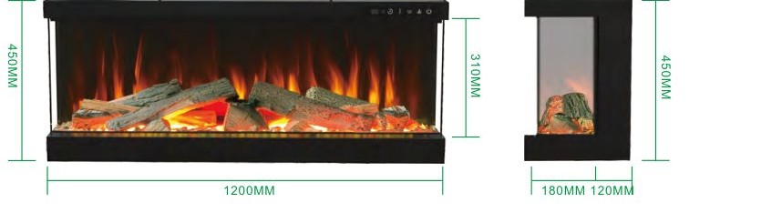 4V Three-Sided Panoramic Electric Fireplace