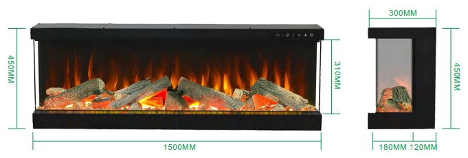 4V Three-Sided Panoramic Electric Fireplace