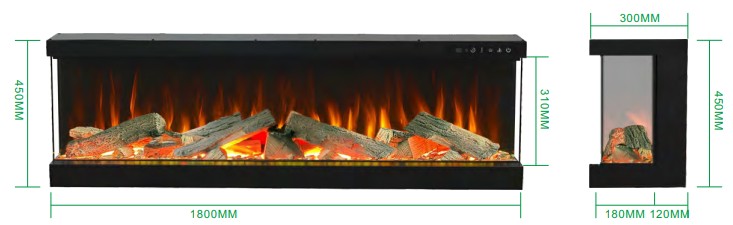 4V Three-Sided Panoramic Electric Fireplace