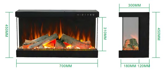 4V Three-Sided Panoramic Electric Fireplace