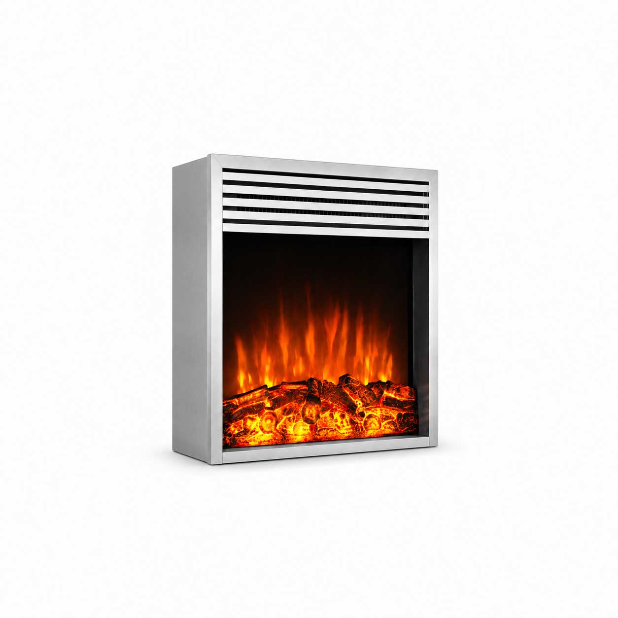 Compact 2D Electric Fireplace Insert with Heating and Music