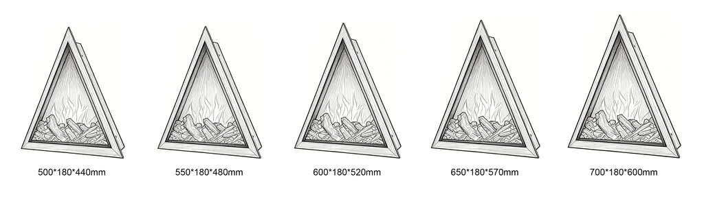 Modern Triangular Wall-Mounted Electric Fireplace with 2D LED Flame