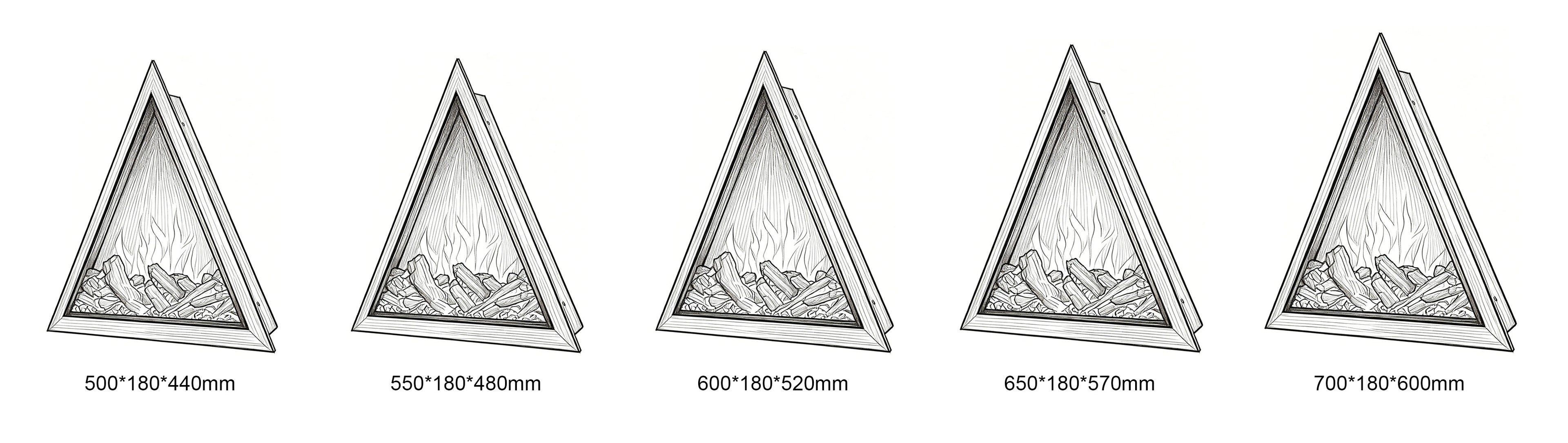 Modern Triangular Wall-Mounted Electric Fireplace with 2D LED Flame